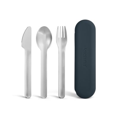 Blue portable stainless steel cutlery set